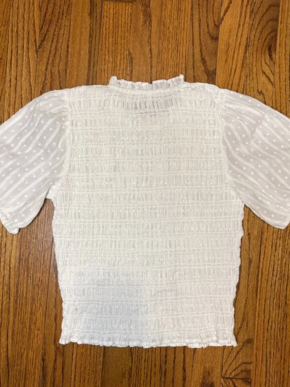 Women's J. Crew Puff-sleeve textured voile smocked top, white, size: XS